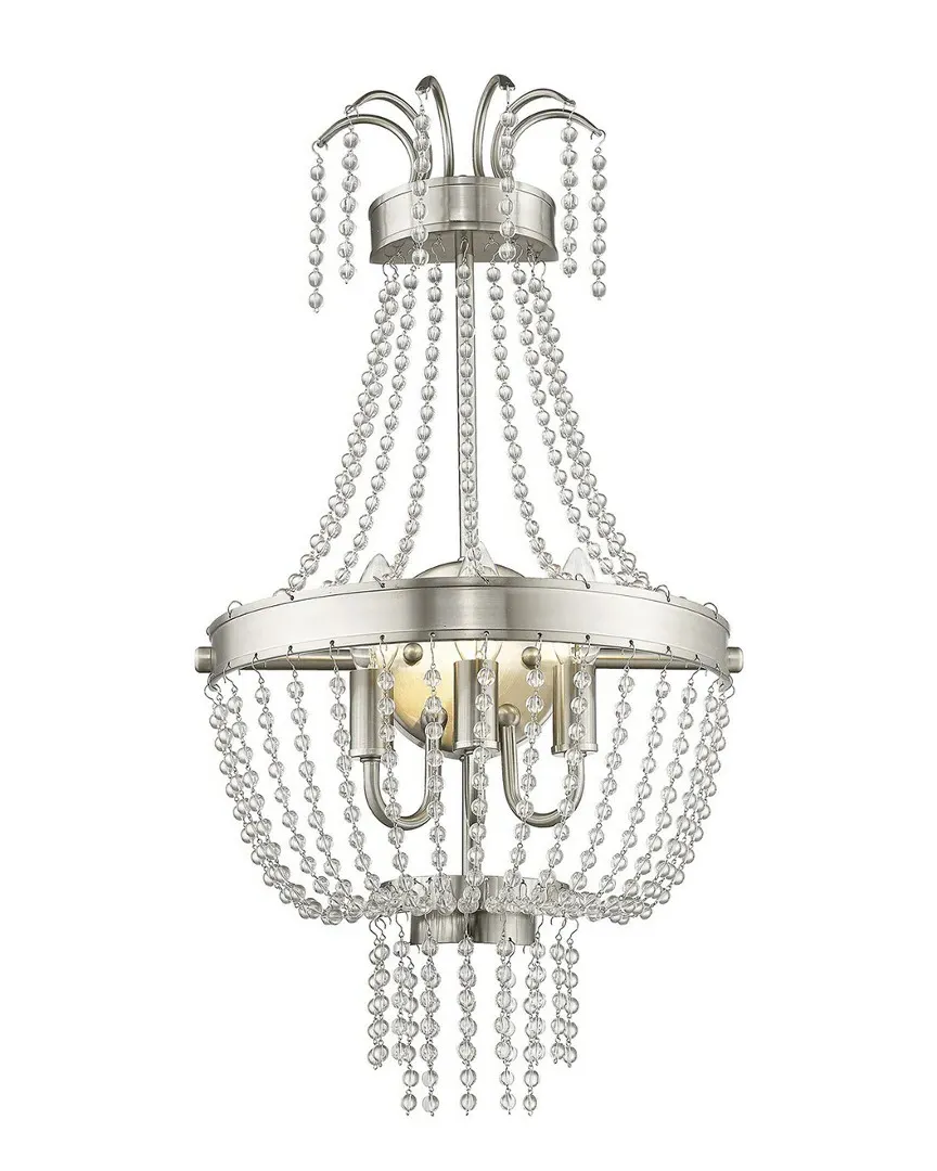 Valentina 3-Light Wall Sconce - Brushed Nickel, Crystal