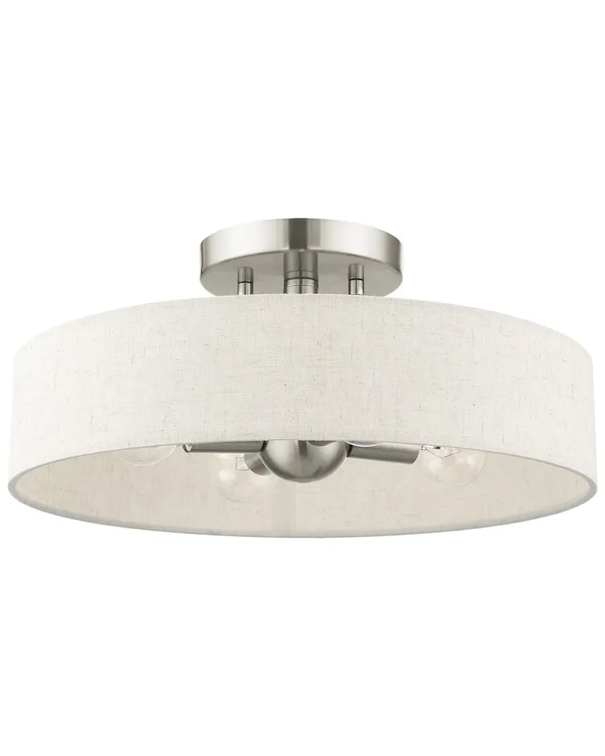 Venlo 4-Light Drum Semi Flush Pendant - Brushed Nickel, Oatmeal image