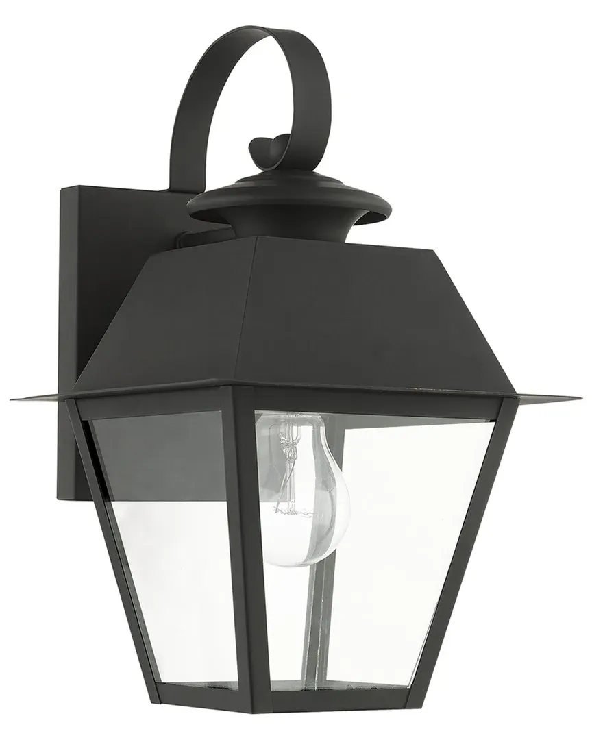Wentworth 1-Light Outdoor Wall Lantern - Black, Brass