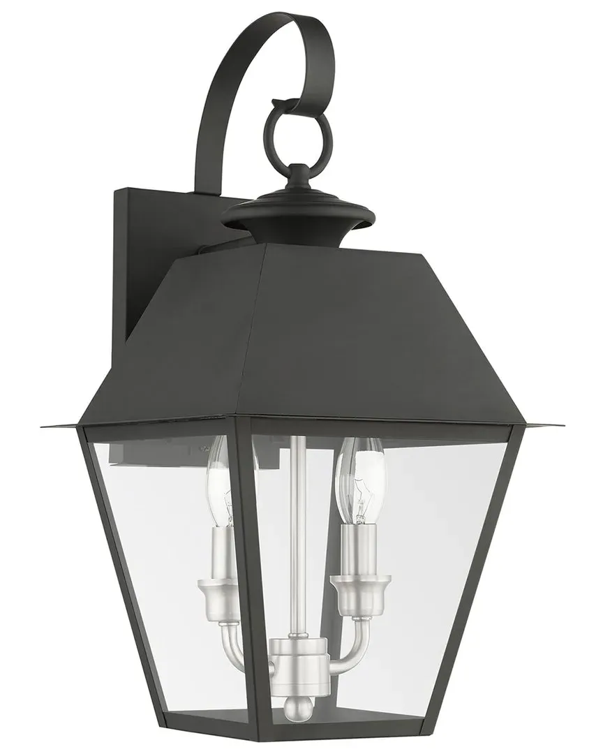 Wentworth 2-Light Outdoor Wall Lantern - Black, Brass