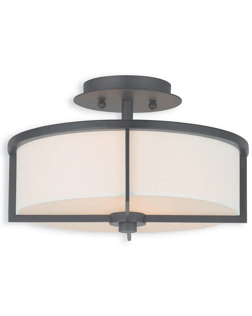 Wesley 2-Light Semi Flush Mount Ceiling Light - Bronze, Steel