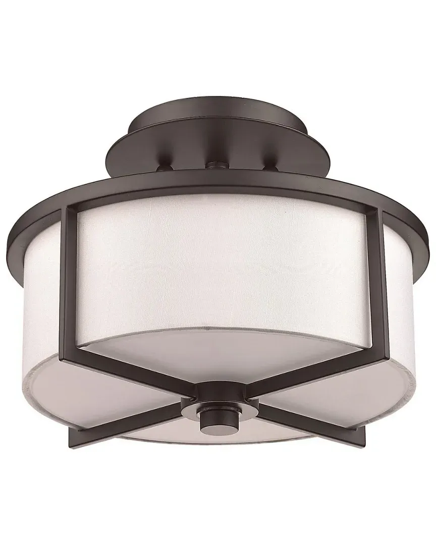 Wesley 2-Light Semi Flush Mount Ceiling Light - Bronze, Steel image