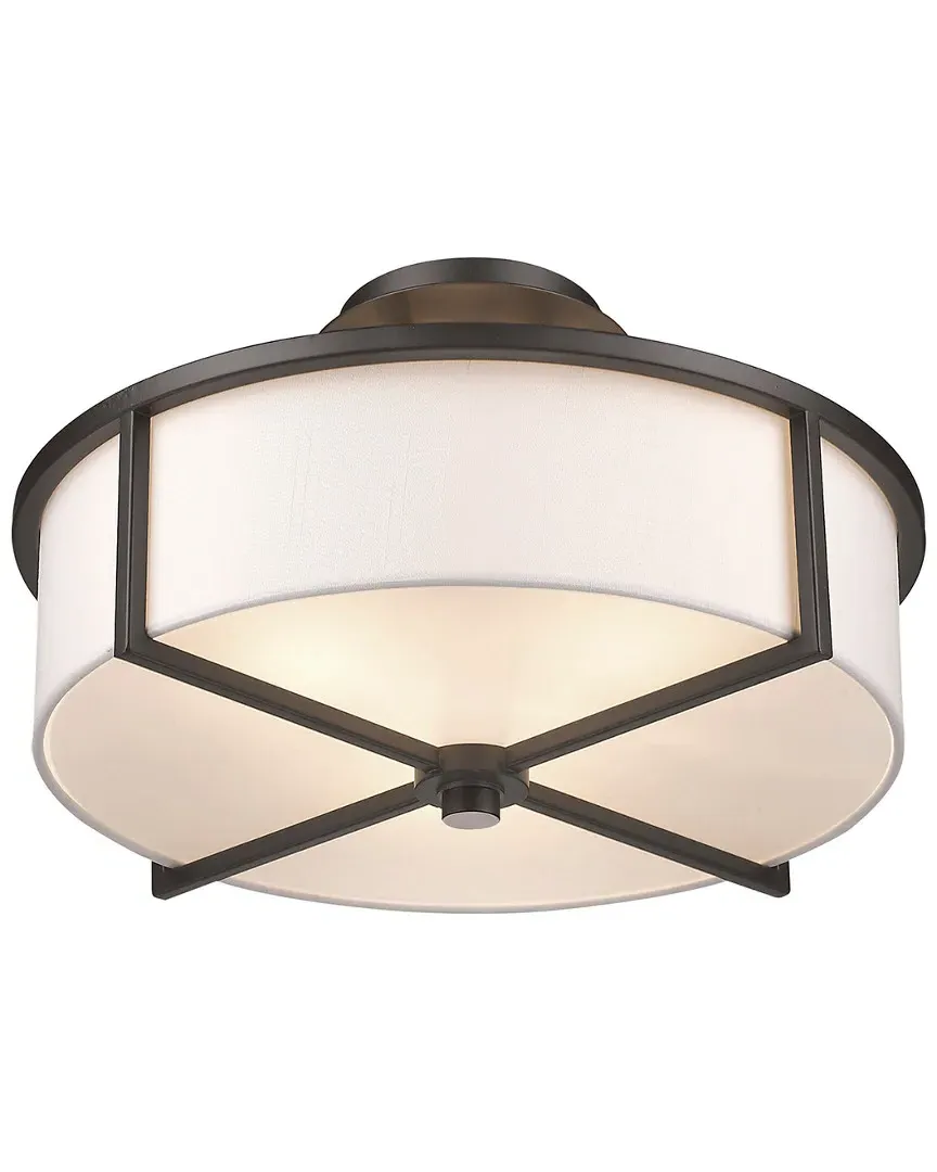 Wesley 3-Light Semi Flush Mount Ceiling Light - Bronze, Steel