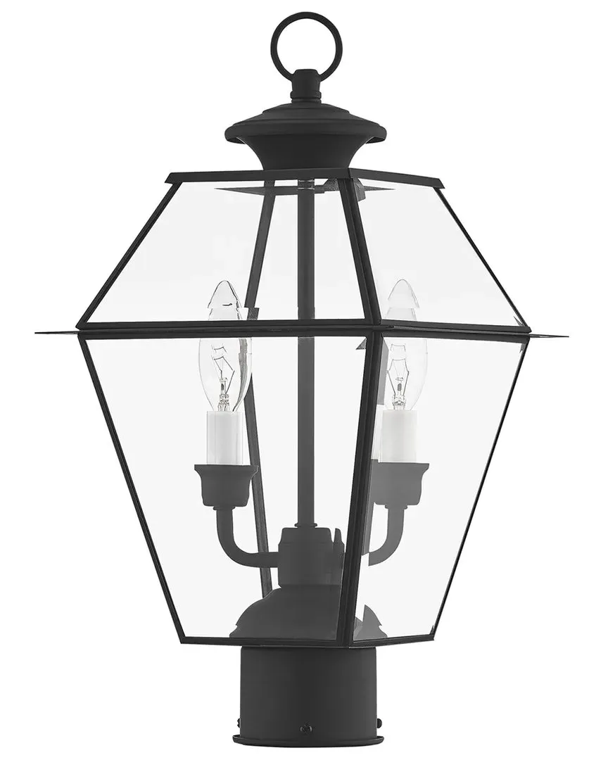 Westover 2-Light Outdoor Post Top Lantern - Black, Brass