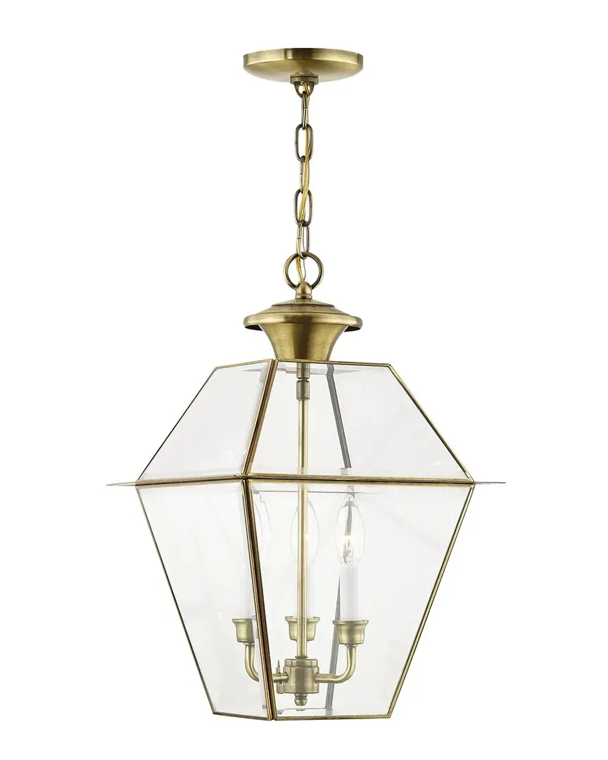 Westover 3-Light Outdoor Pendant Lantern - Antique Brass