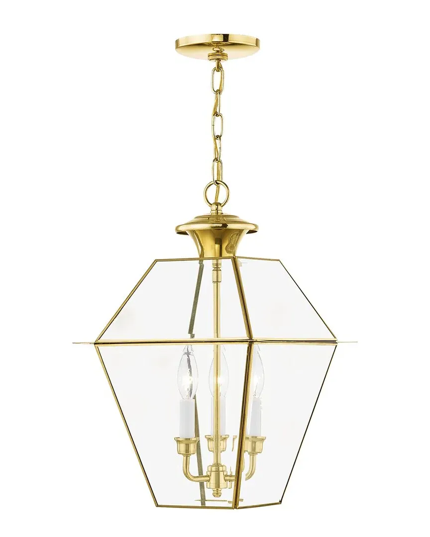 Westover 3-Light Outdoor Pendant Lantern - Polished Brass