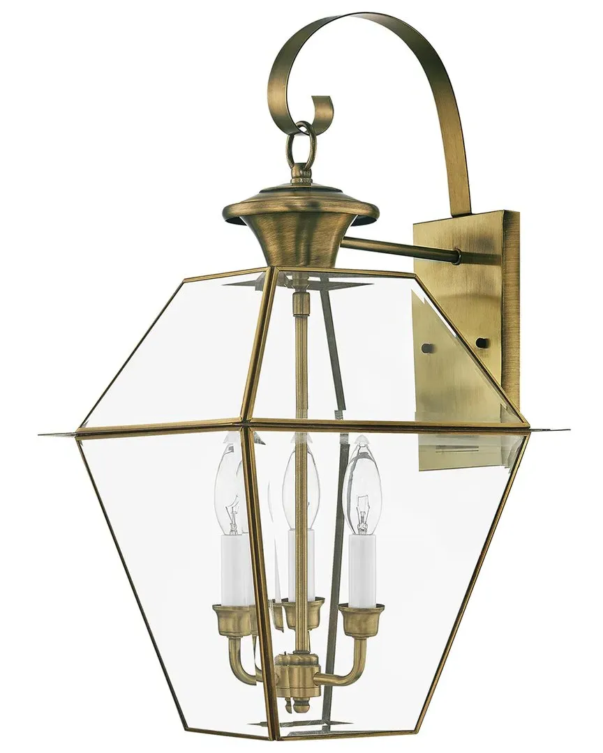 Westover 3-Light Outdoor Wall Lantern - Antique Brass