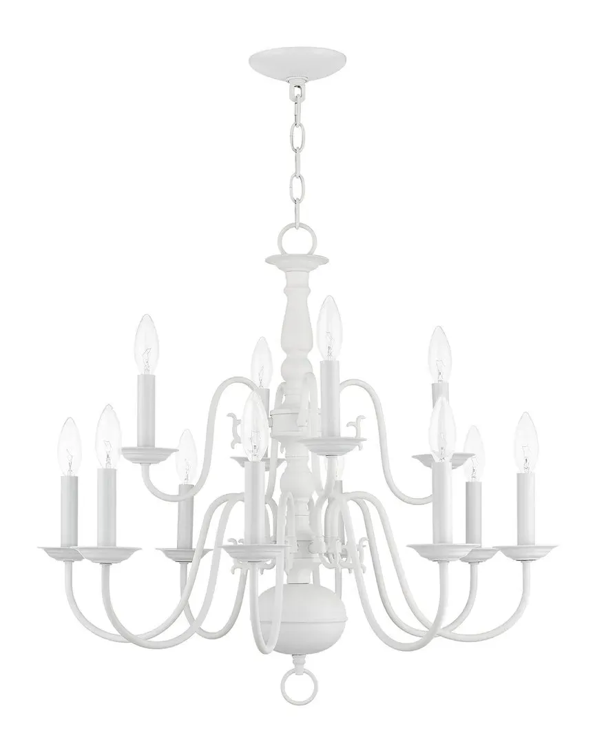 Williamsburg 12-Light Chandelier - White, Steel