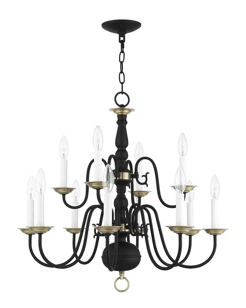 Williamsburg 12-Light Two-Tier Chandelier - Black, Steel