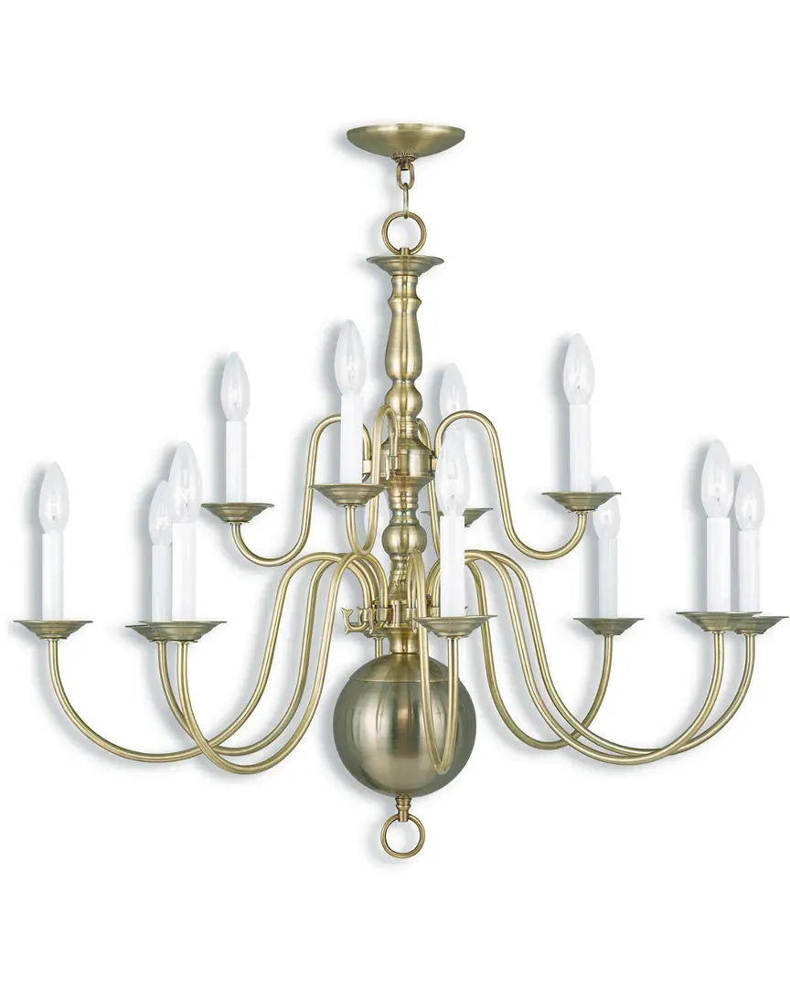 Williamsburgh 12-Light Chandelier - Antique Brass, Steel