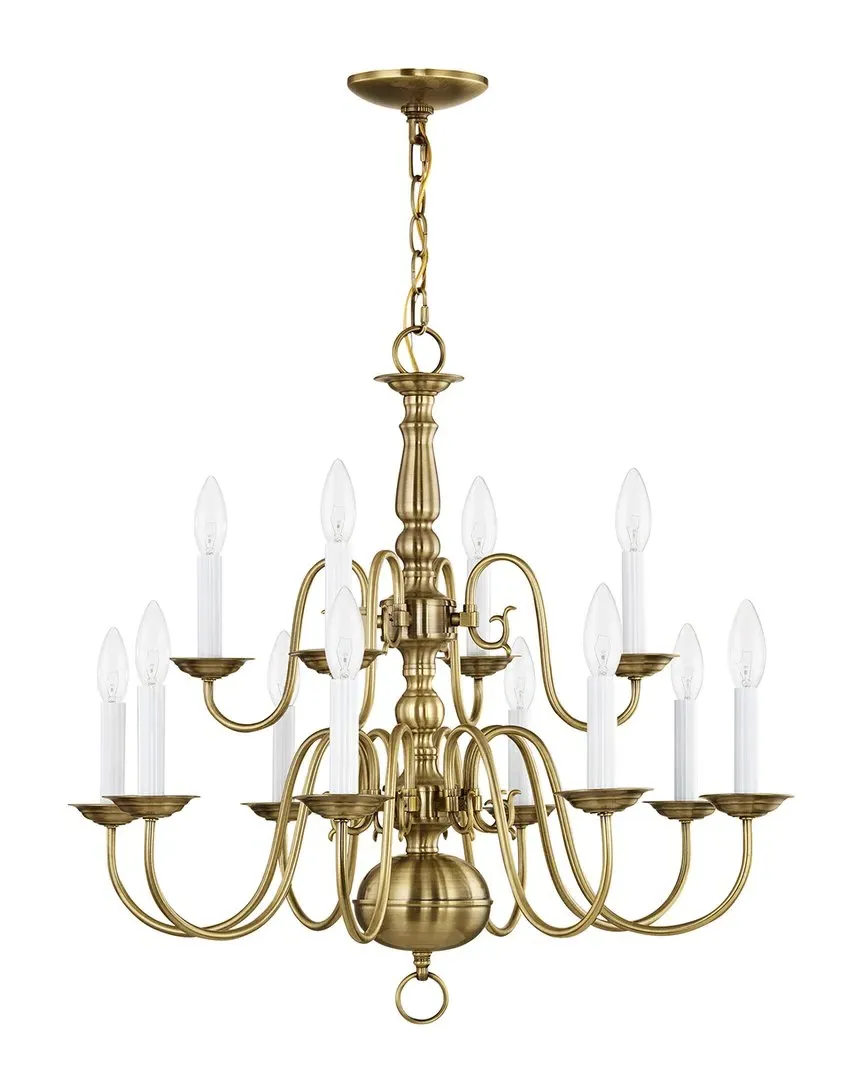 Williamsburgh 12-Light Chandelier - Antique Brass