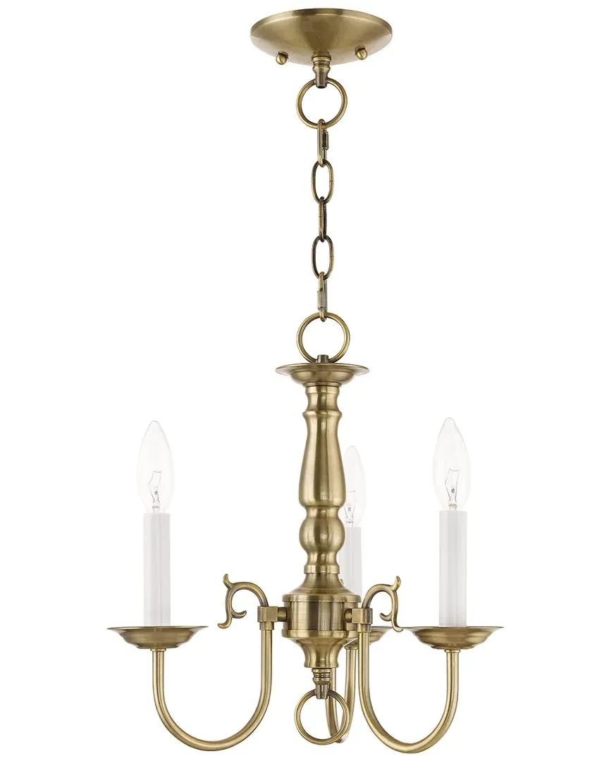 Williamsburgh 3-Light Mini Chandelier - Antique Brass, Steel image