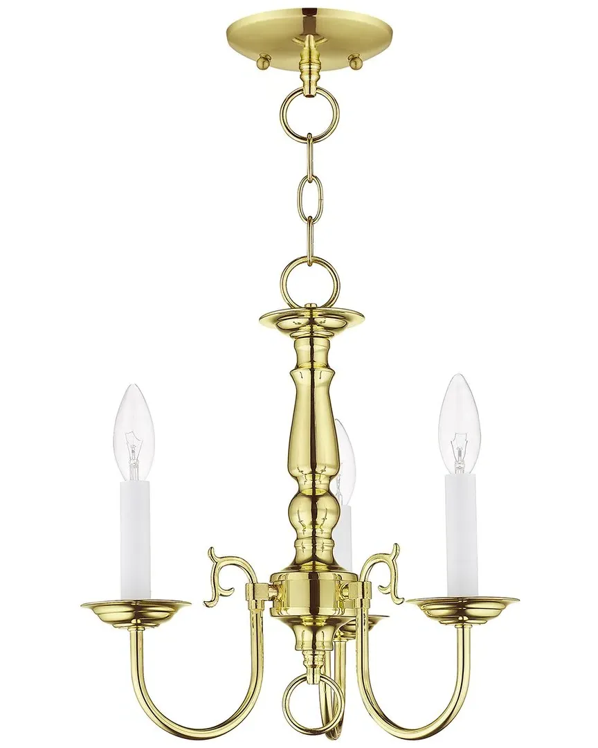 Williamsburgh 3-Light Mini Chandelier - Polished Brass, Steel image