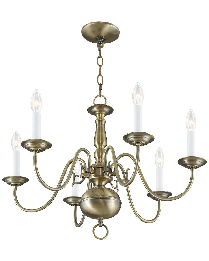 Williamsburgh 6-Light Chandelier - Antique Brass, Steel