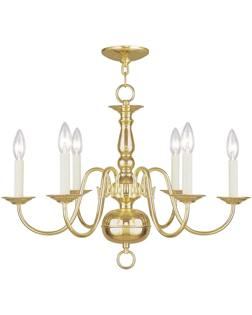 Williamsburgh 6-Light Chandelier - Polished Brass, Steel