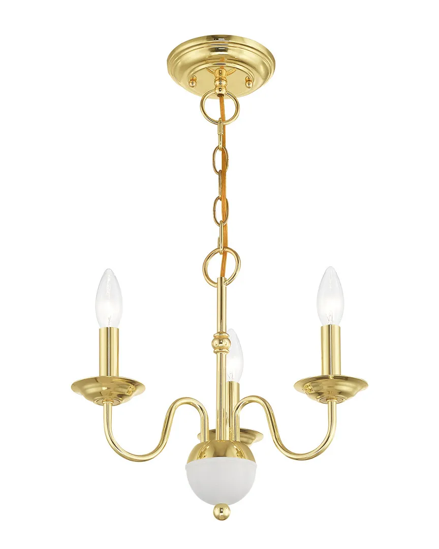 Windsor 3 Light Mini Chandelier - Polished Brass, Steel image