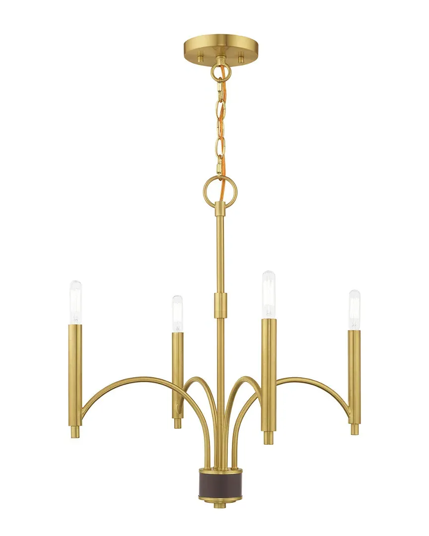 Wisteria 4 Light Mini Chandelier - Satin Brass, Steel