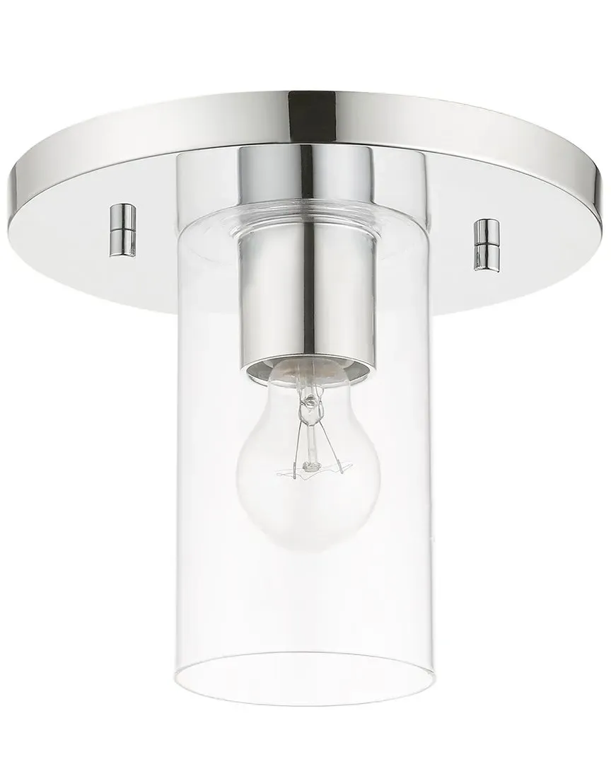 Zurich 1-Light Flush Pendant - Polished Chrome, Clear Glass image