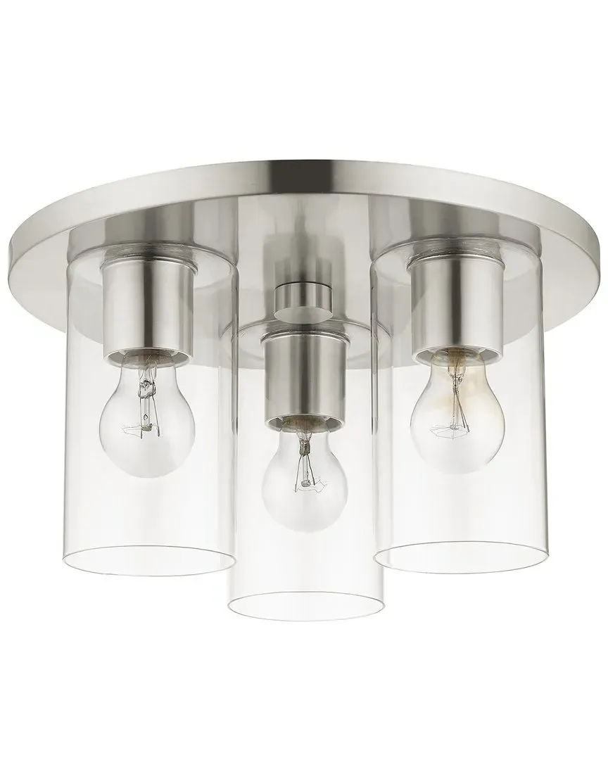 Zurich 3-Light Flush Pendant - Brushed Nickel, Steel image
