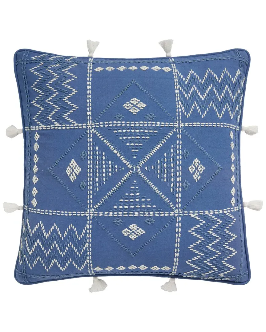 18in x 18in Decorative Pillow with Tassels - Blue, Cotton image