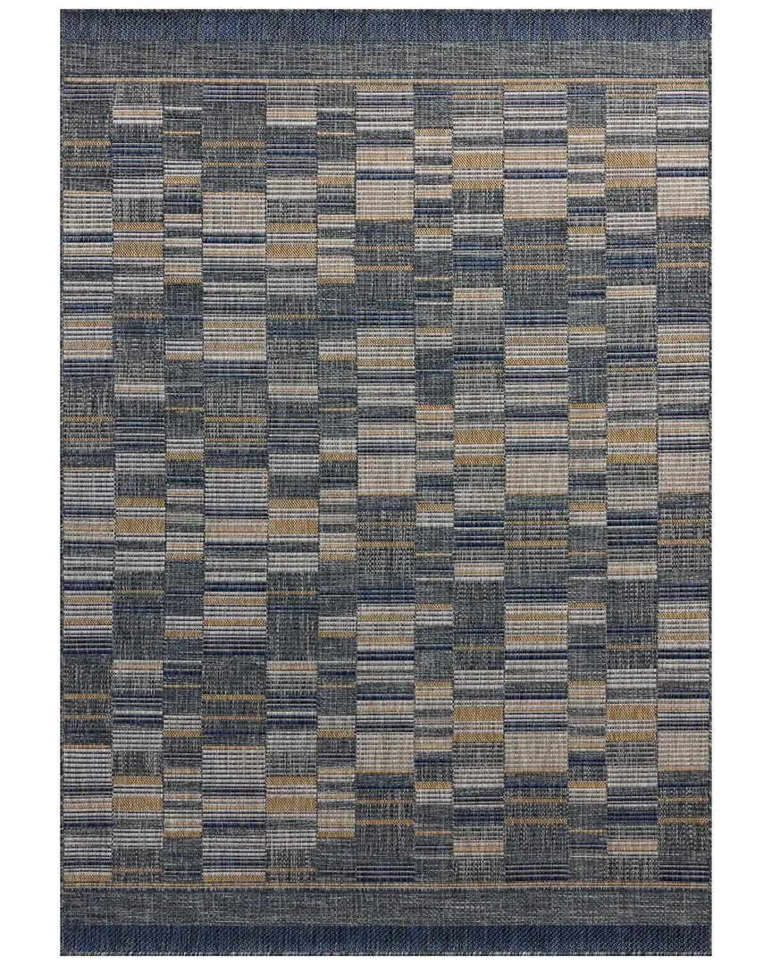 Birch Indoor/Outdoor Area Rug - Denim/Gold, Polypropylene image