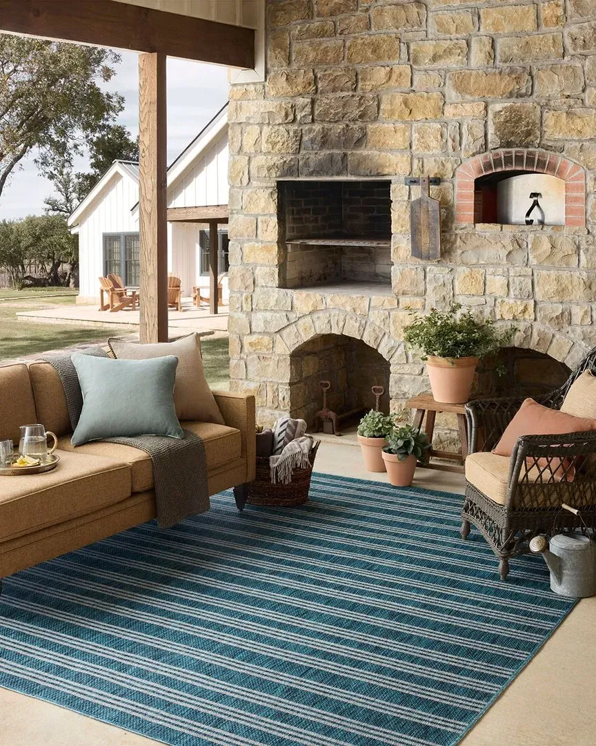 Easton Area Rug - Teal, Polypropylene