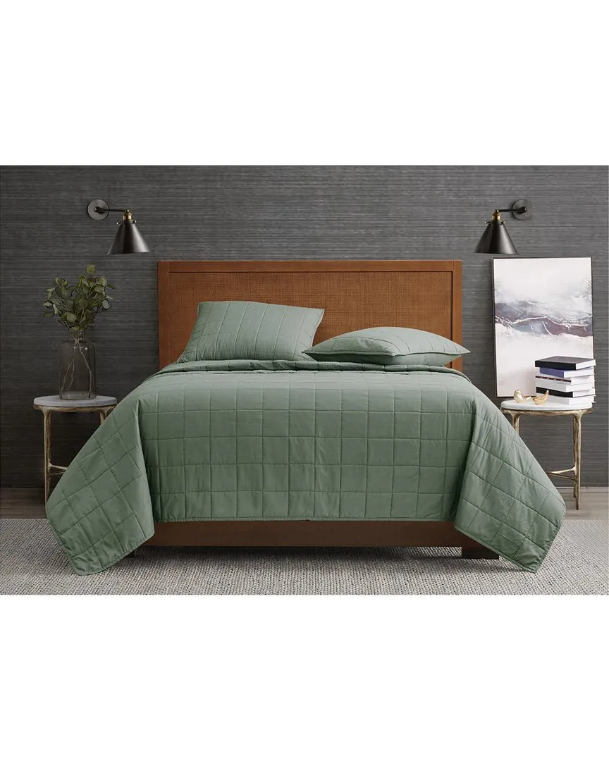 Garment Wash Quilt Set - Green, Microfiber image
