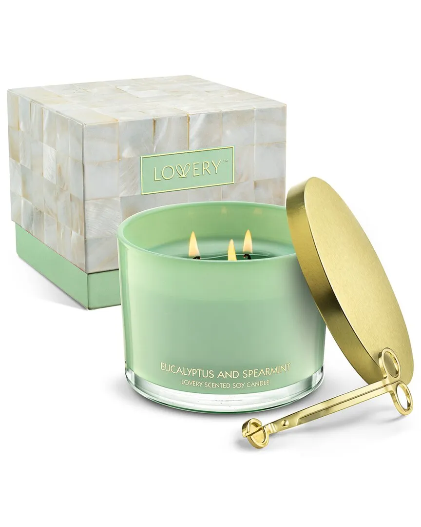 Eucalyptus & Spearmint 3-Wick Candle Gift Set with Trimmer image