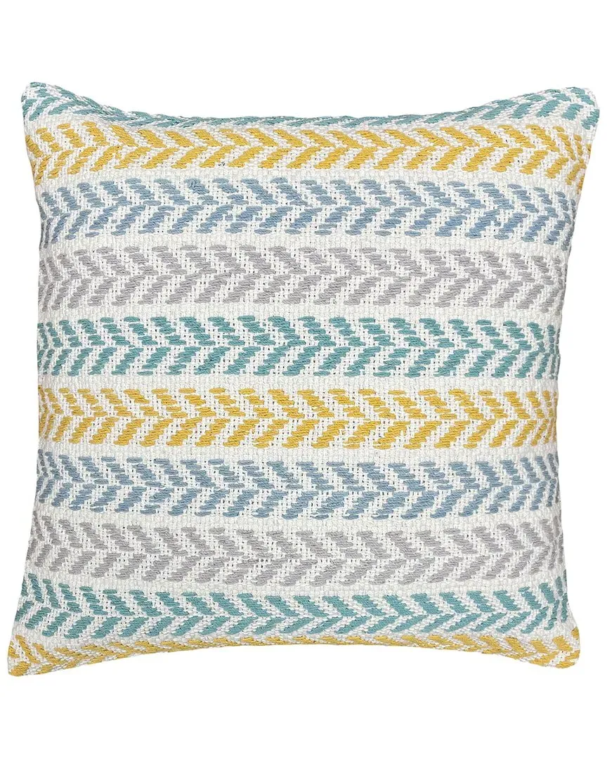 Allien Hand-Woven Chevron Throw Pillow - Yellow, Cotton image