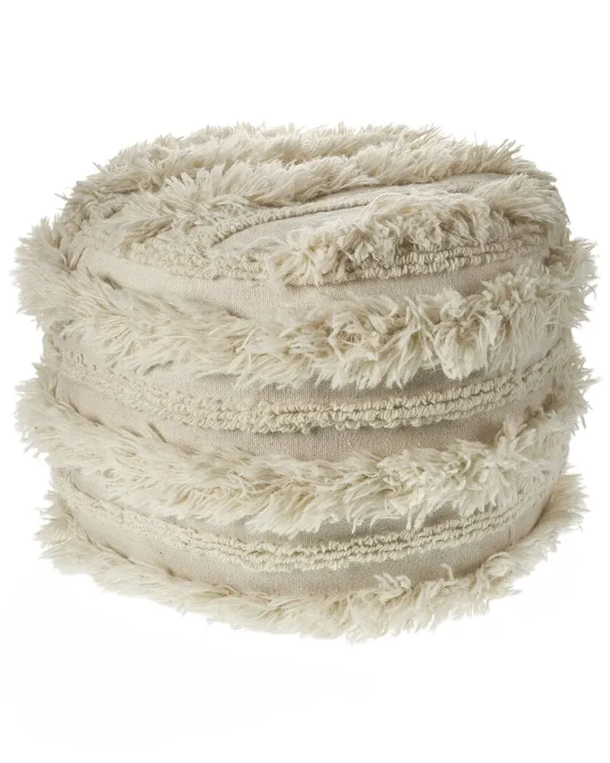 Amelia Round Hand-Woven Ottoman Pouf - Ivory, Cotton image