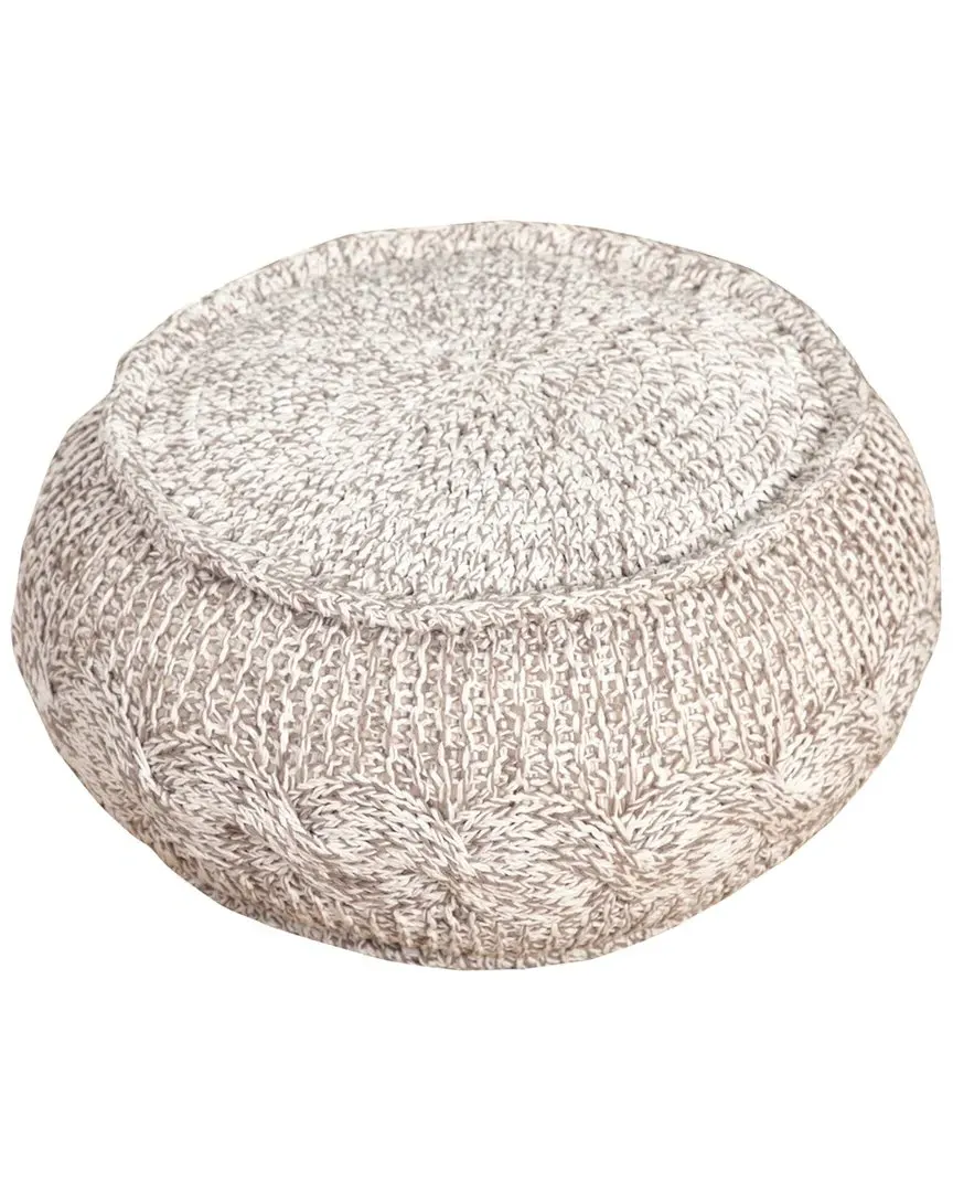 Amelia Round Ottoman Pouf - Grey, Cotton image