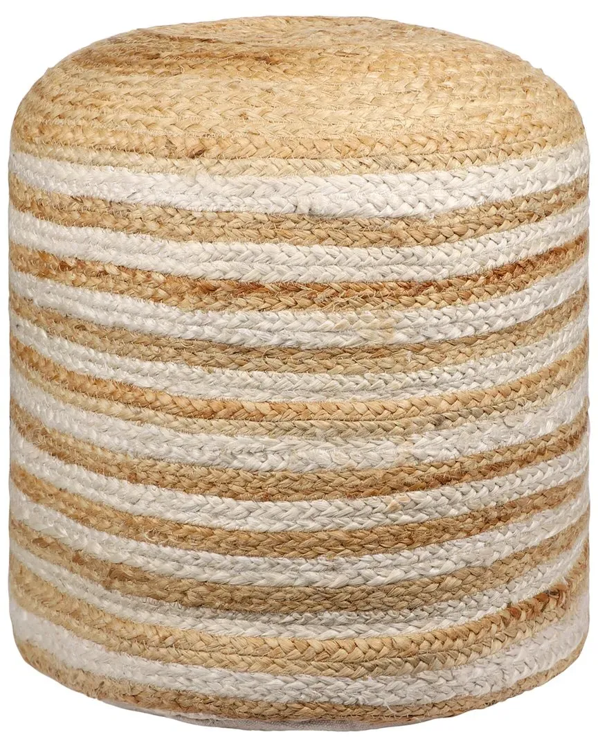Anika Cube Striped Pouf - Tan Ivory, Jute