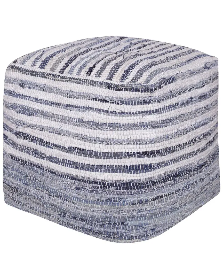 Anna Cube Pouf - Navy Blue, Cotton
