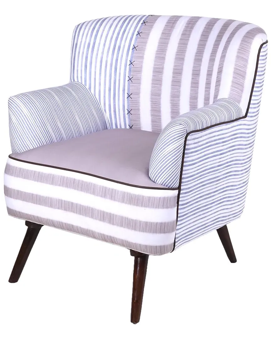 Arin Coastal Hand-Crafted Accent Chair - Blue, Polyester image