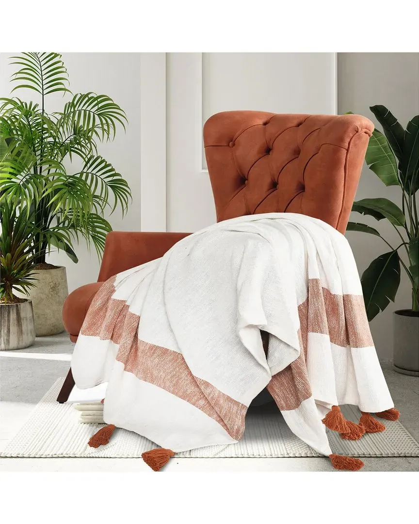 Belinda Striped Hand-Woven Throw Blanket - Red, Cotton image