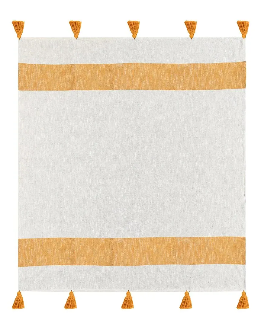 Belinda Striped Hand-Woven Throw Blanket - White, Cotton