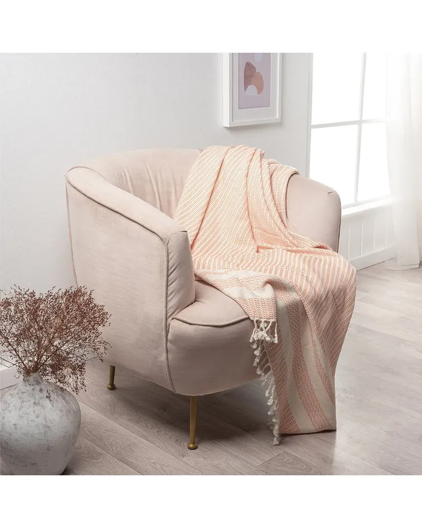 Blessing Striped Organic Throw Blanket - Orange, Cotton