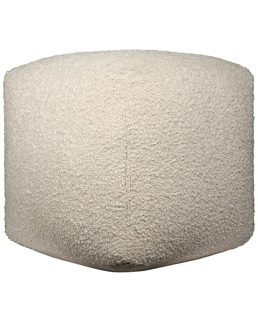 Boucle Handmade Textured Pouf - Beige, Polyester image