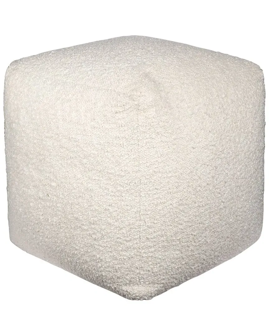 Boucle Handmade Textured Pouf - Ivory, Polyester