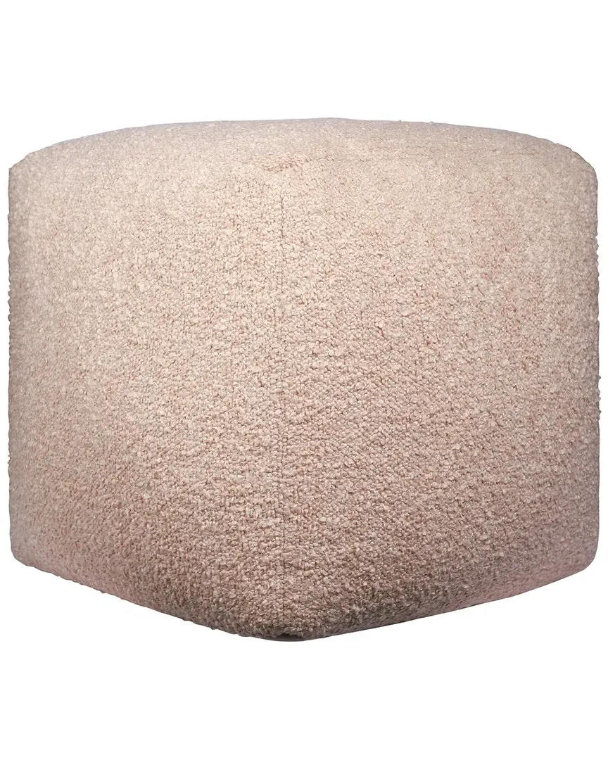 Boucle Handmade Textured Pouf - Taupe, Polyester