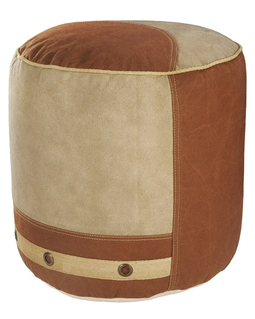 Cadet Color Block Pouf - Beige, Cotton image