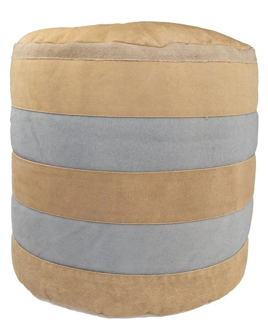 Cadet Striped Pouf - Ivory, Cotton image