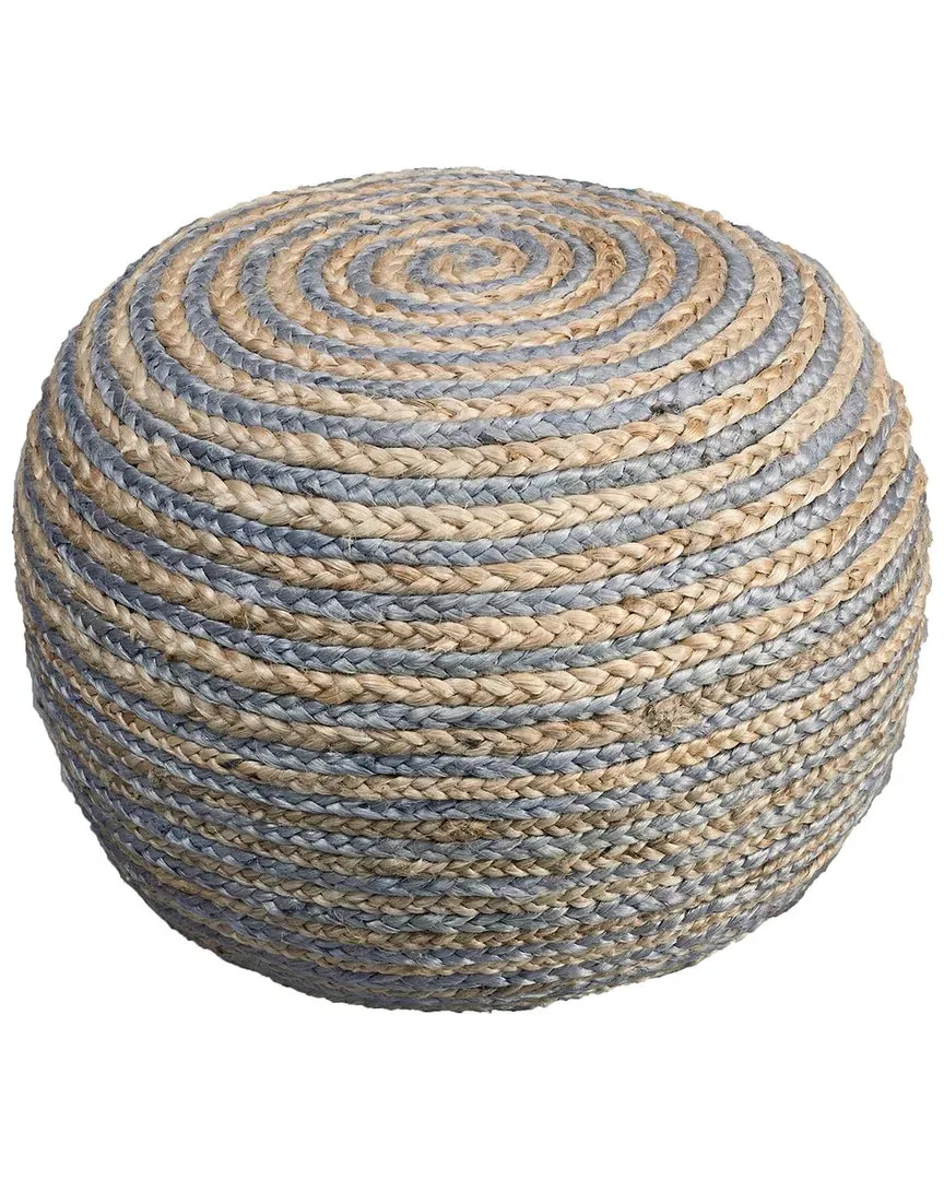 Cecelia Striped Braided Ottoman Pouf - Natural/Tan, Cotton/Jute