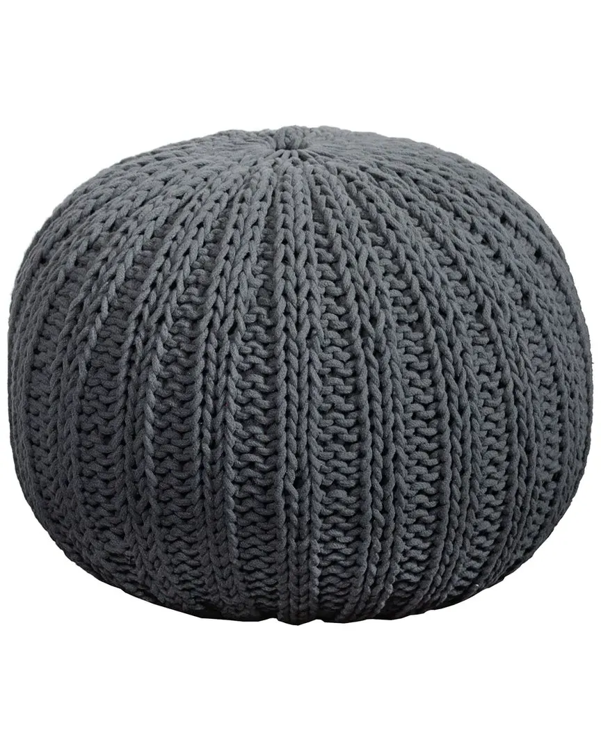 Celtic Round Ottoman Pouf - Grey, Cotton