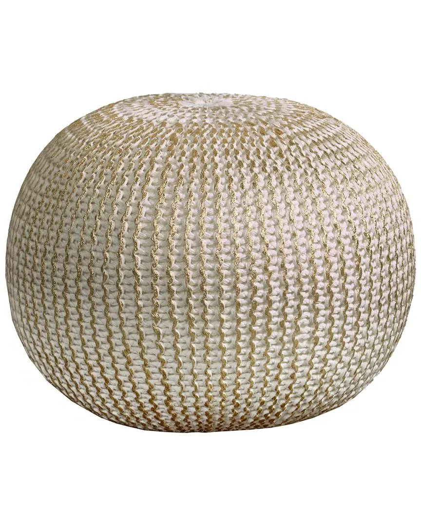 Celtic Round Ottoman Pouf - Ivory, Cotton
