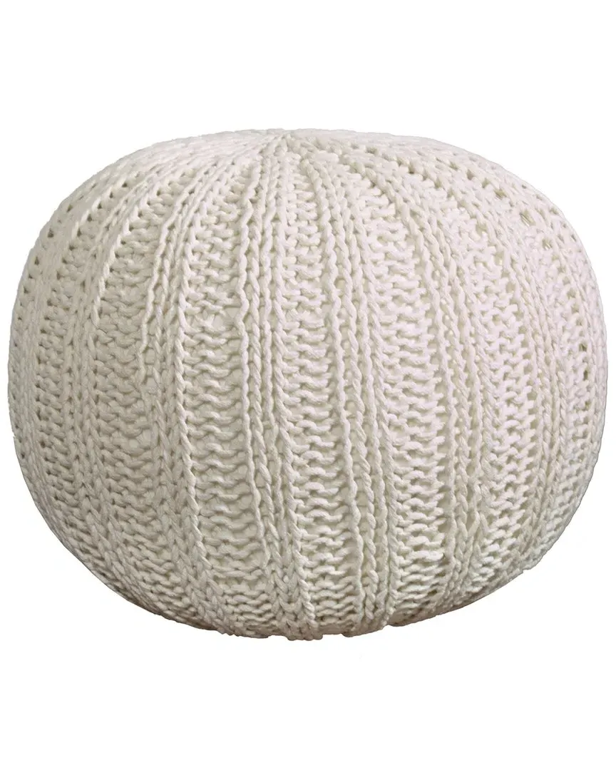 Celtic Round Ottoman Pouf - Ivory, Cotton