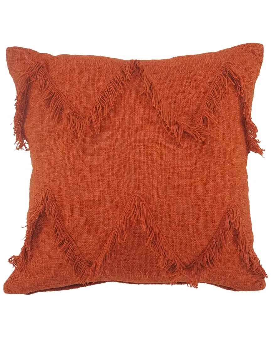 Chevron Fringed Decorative Pillow - Cinnamon Orange, Cotton image