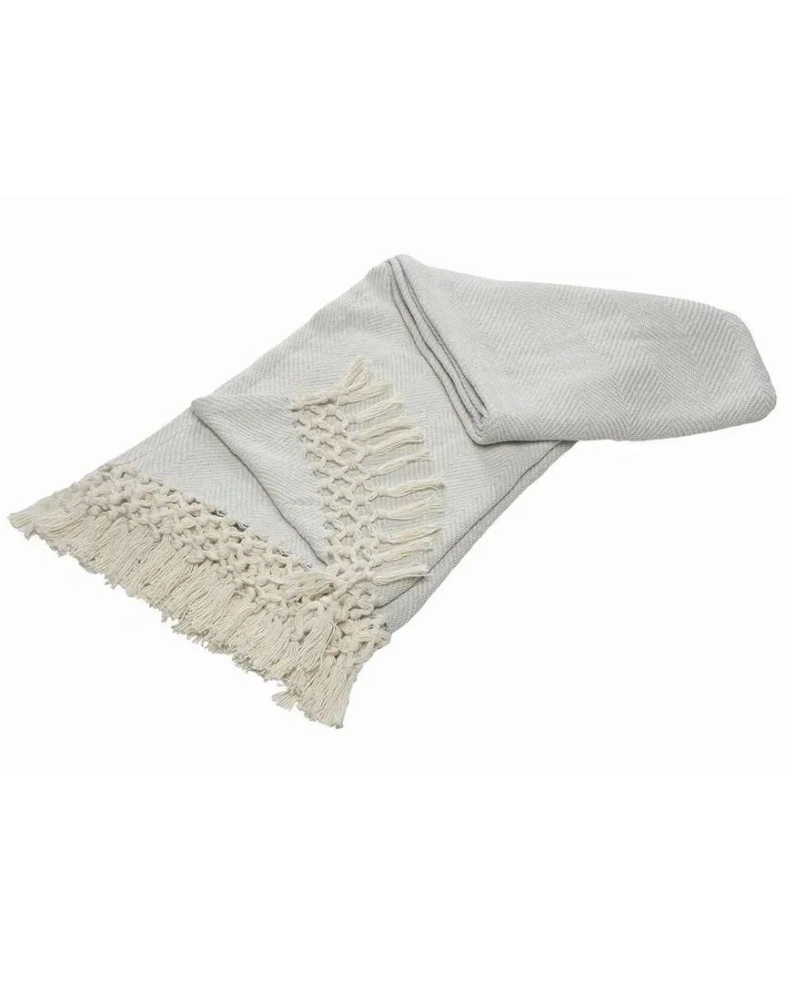 Chevron Throw Blanket with Fringe - Gray, Cotton