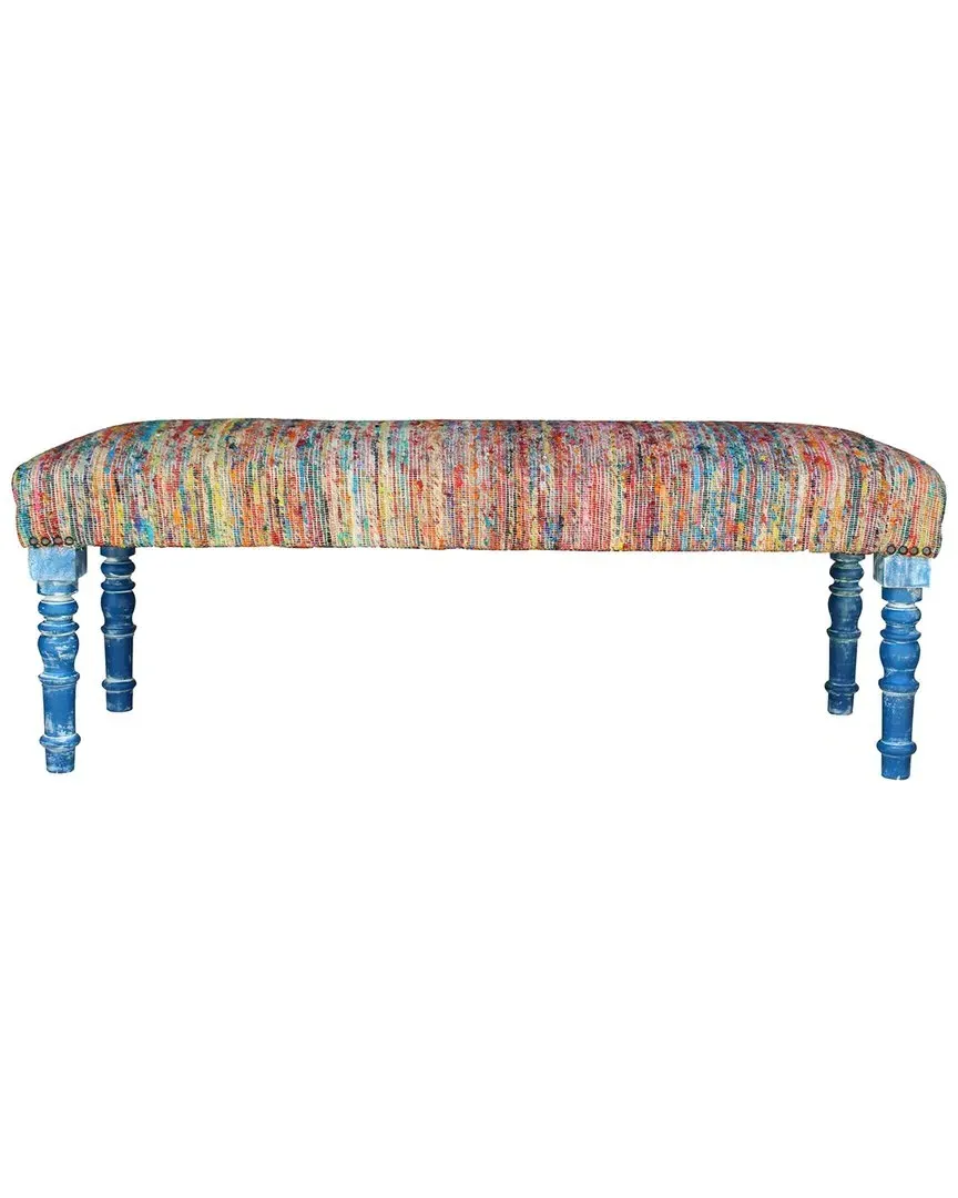 Chindi Bench with Blue Legs - Multi, Cotton image