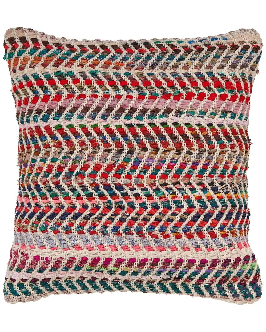 Chindi Chevron Striped Handmade Pillow - Red